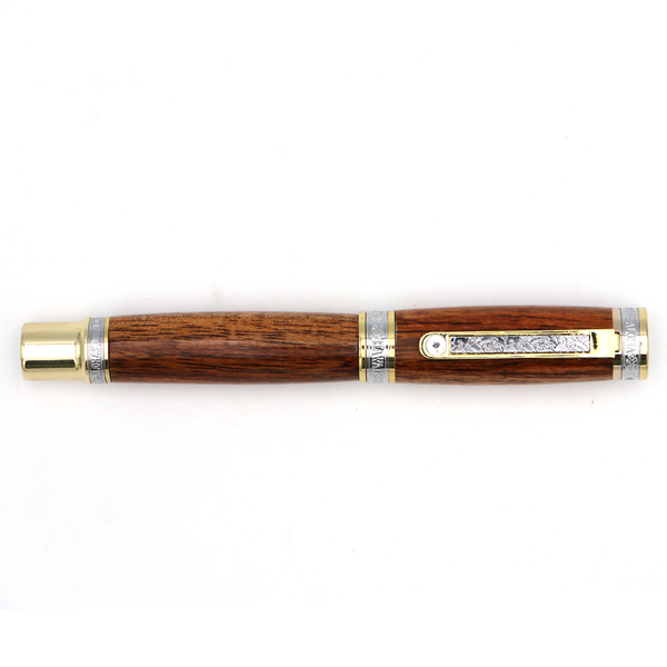 Premium Curly Hawaiian Koa Aloha Pen - Gold