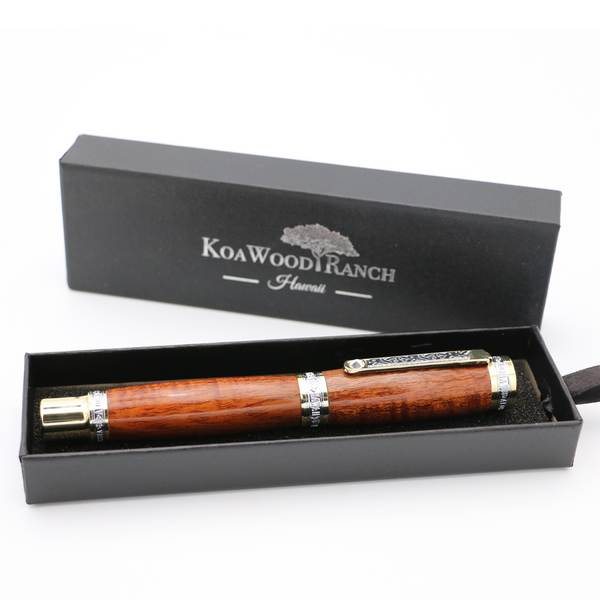 Premium Curly Hawaiian Koa Aloha Pen - Gold