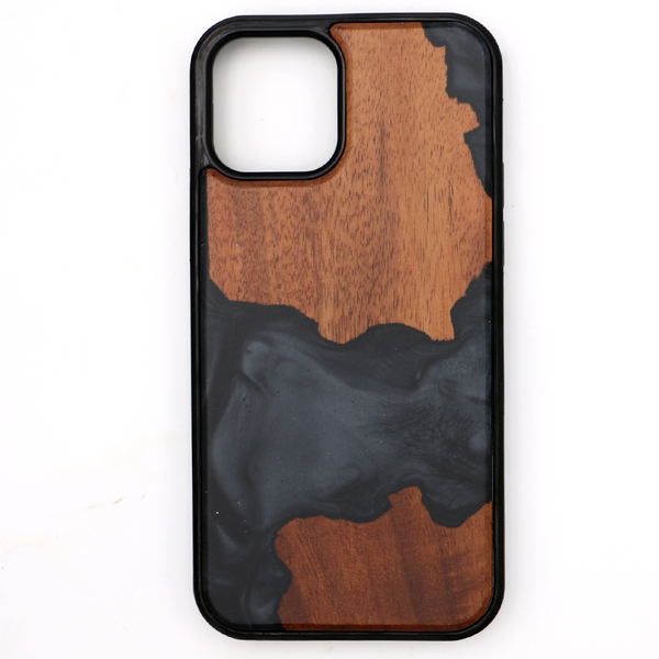 Koa Wood and Black Resin Phone Case