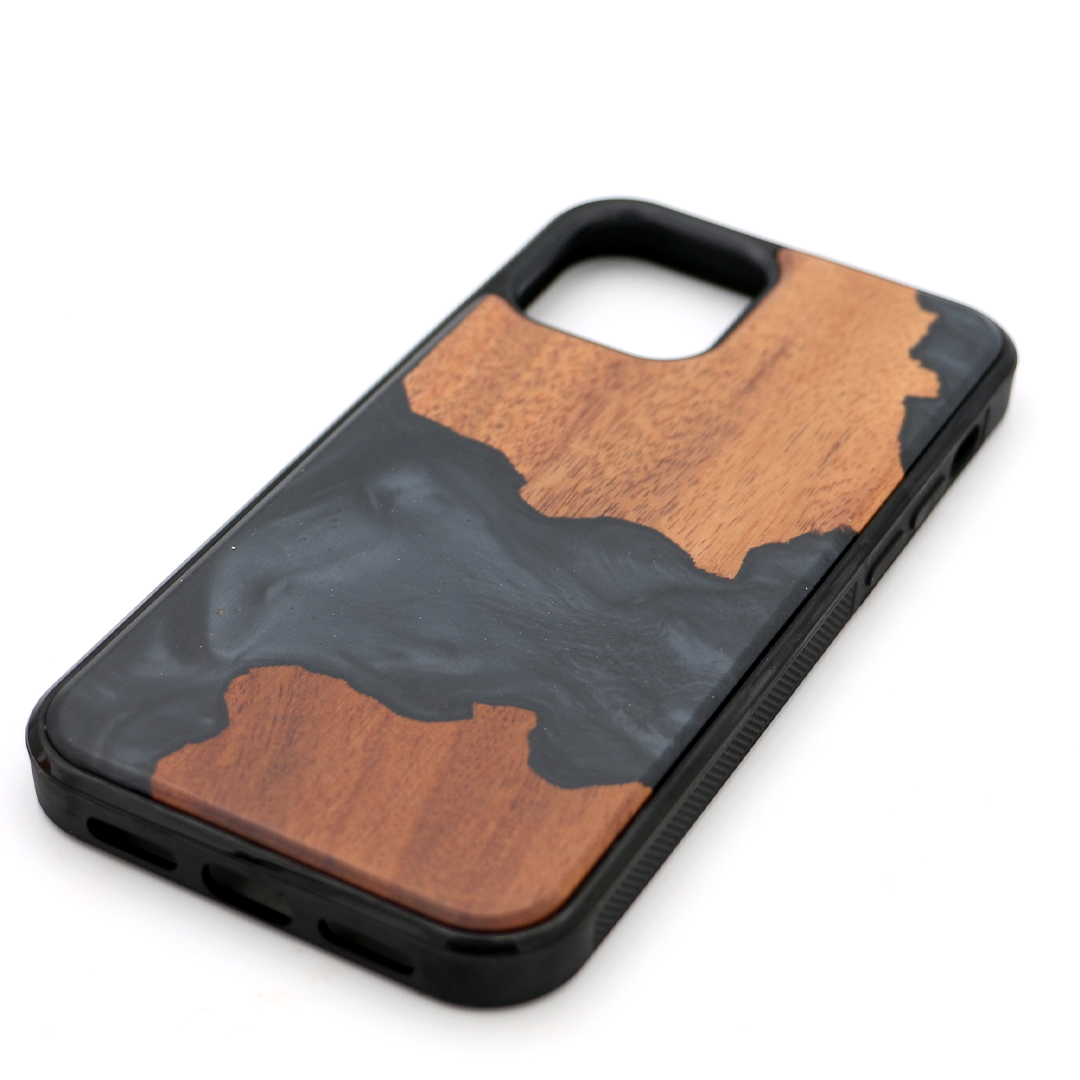 Koa Wood and Black Resin Phone Case Koa Wood and Black Resin Phone Case