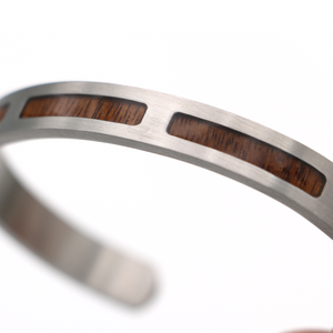 Koa Brushed Steel 3 Mountain Cuff