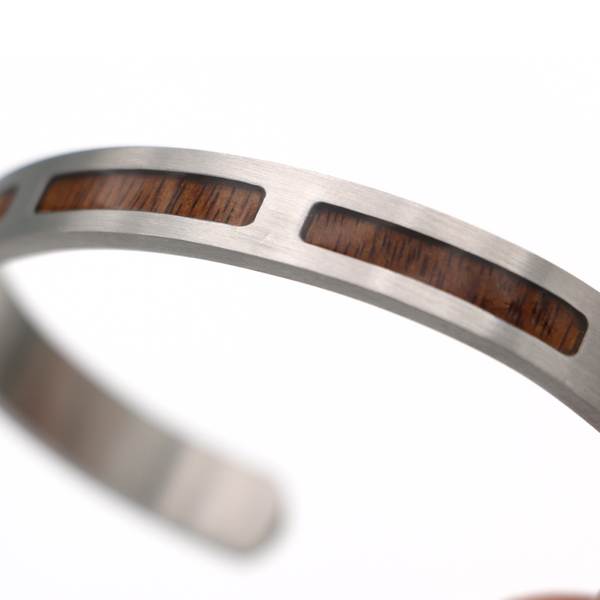 Koa Brushed Steel 3 Mountain Cuff