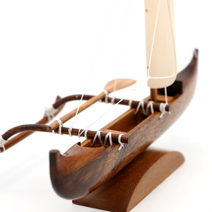 Koa Wood Mini Fishing Canoe with Sail