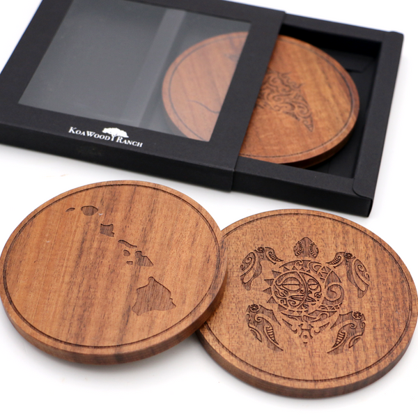 Koa Wood Hawaii Islands Coaster