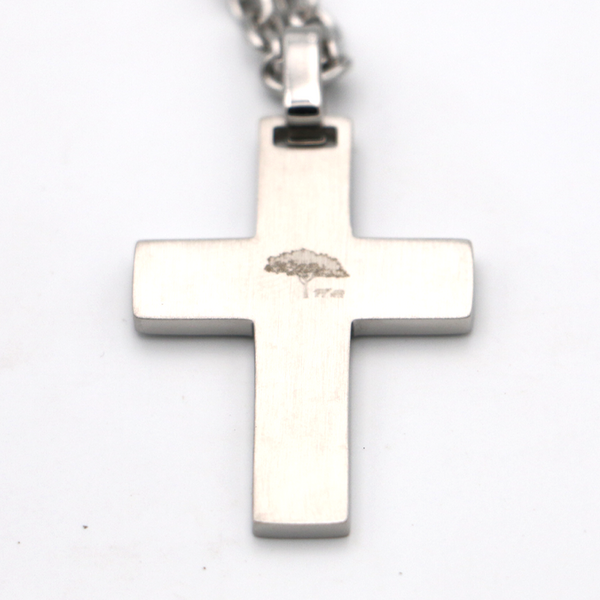 Koa Wood Inlay Cross - Stainless Steel