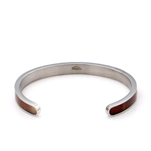 Koa Wood Inlay Stainless Steel Cuff