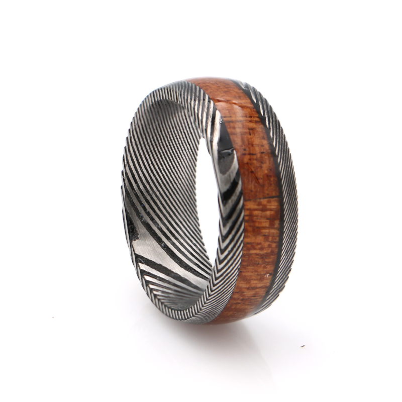 Hawaiian Koa Wood Tungsten Ring Men s Rounded 8mm KoaWood Ranch
