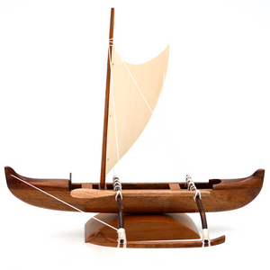 Koa Wood Mini Fishing Canoe with Sail