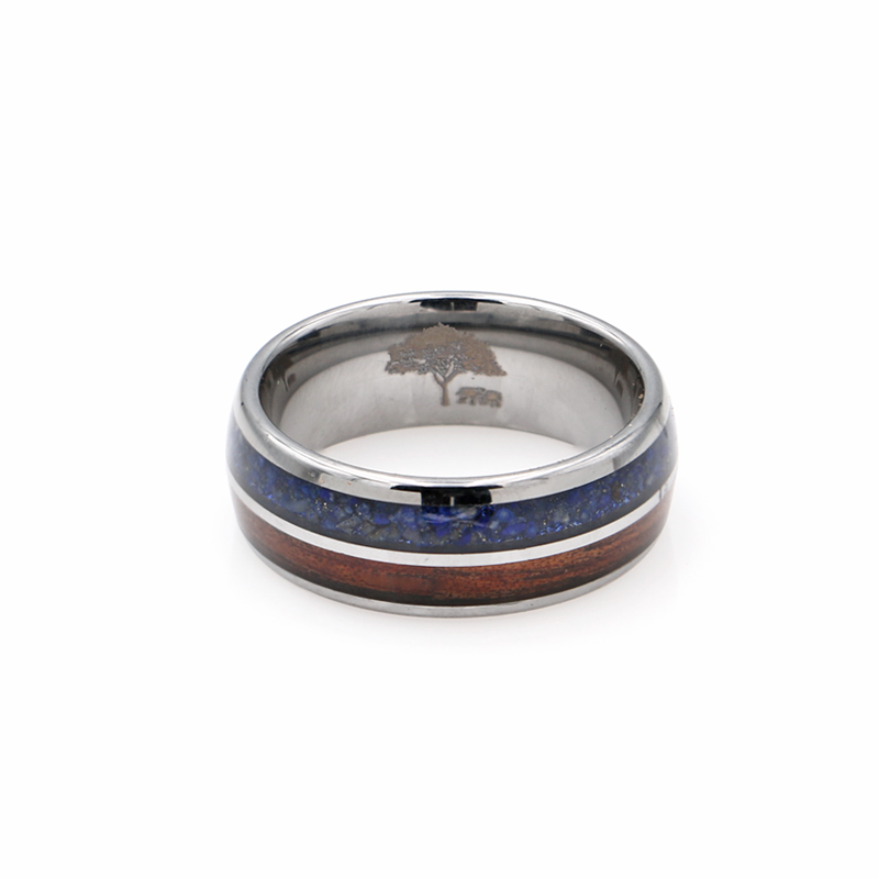 Koa Wood and Lapis Tungsten Ring 8mm