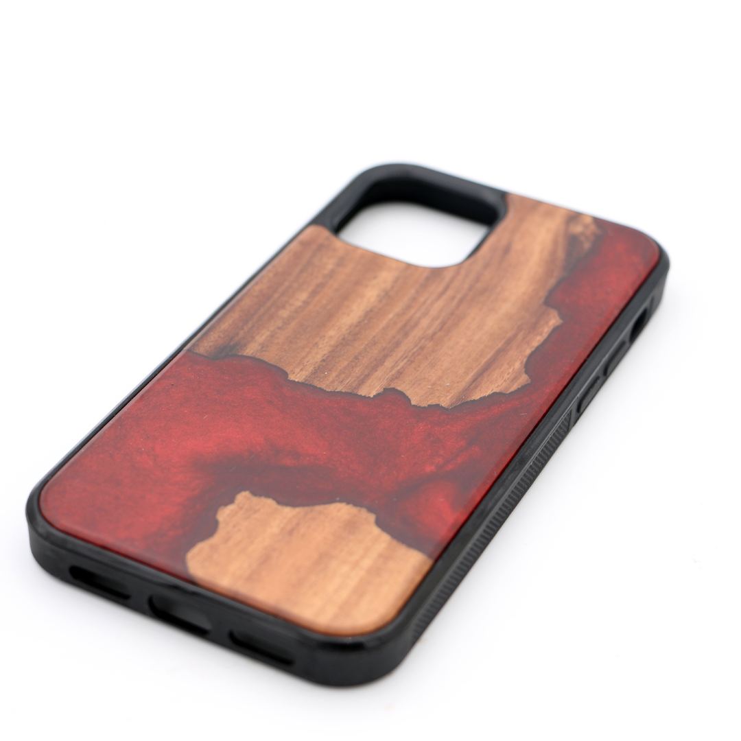 Koa Wood and Red Resin Phone Case Koa Wood and Red Resin Phone Case