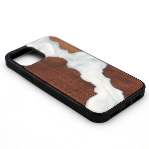 Koa Wood and White Resin Phone Case