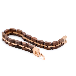Koa and Rose Gold Stainless Steel Bracelet Womens