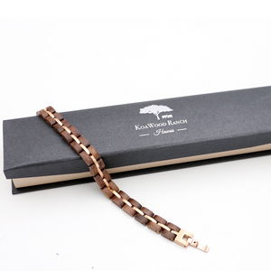 Koa and Rose Gold Stainless Steel Bracelet Womens