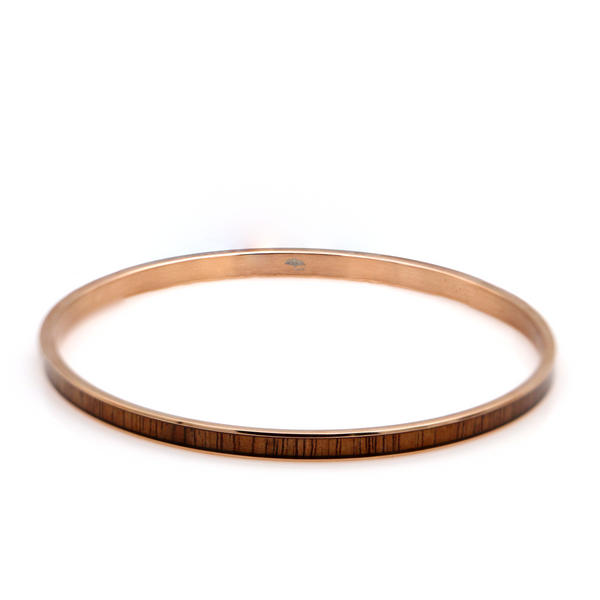 Koa Wood Stainless Steel Bangle - Gold, Rose Gold, and Silver