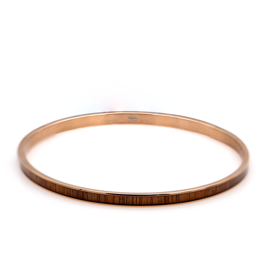 Koa Wood Stainless Steel Bangle - Gold and Rose Gold