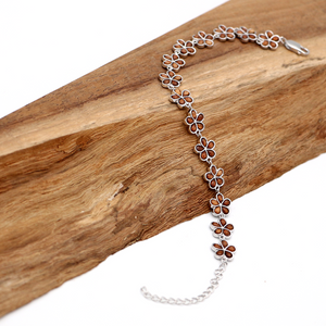 Koa Wood and Silver Plumeria Bracelet