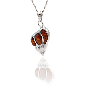 Koa Wood Silver Seashell Pendant