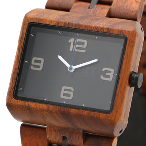 Hawaiian Koa Wood Watch - Minimalist Square Face