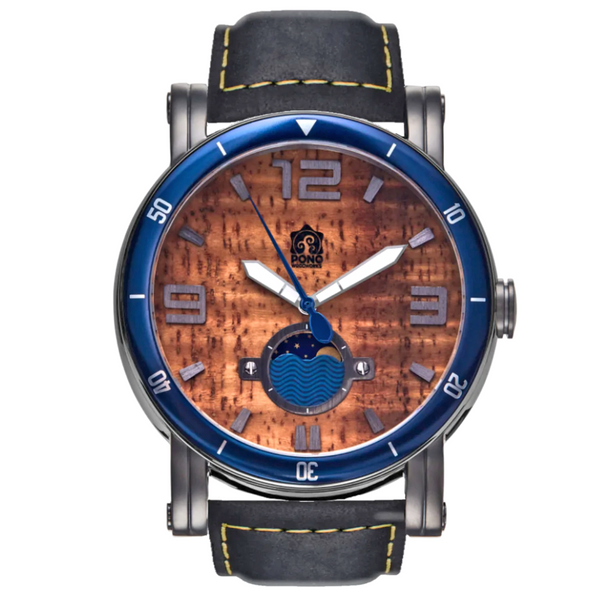 Koa Wood Face Watch - Waterman Gunmetal