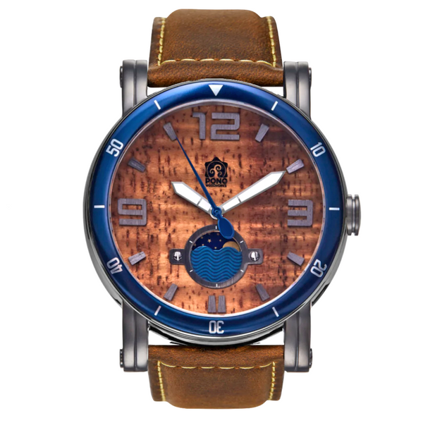 Koa Wood Face Watch - Waterman Gunmetal