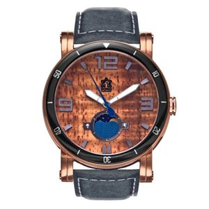 Koa Wood Face Watch - Waterman Rose-Gold