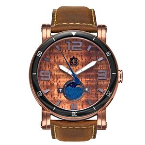 Koa Wood Face Watch - Waterman Rose-Gold