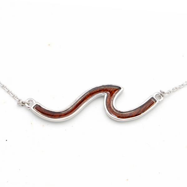 Wave Sterling Zilveren Koa Inlay Ketting