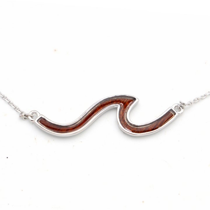 Wave Sterling Silver Koa Inlay Necklace