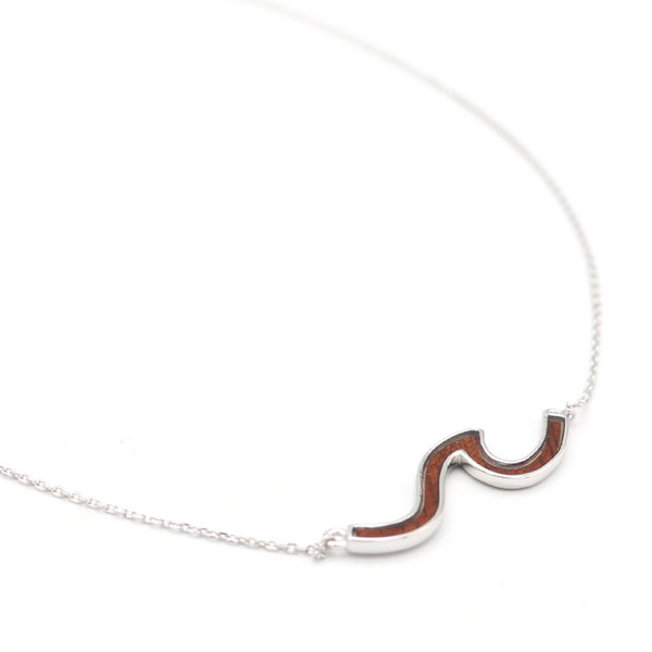 Wave Sterling Zilveren Koa Inlay Ketting