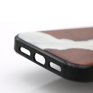 Koa Wood and White Resin Phone Case