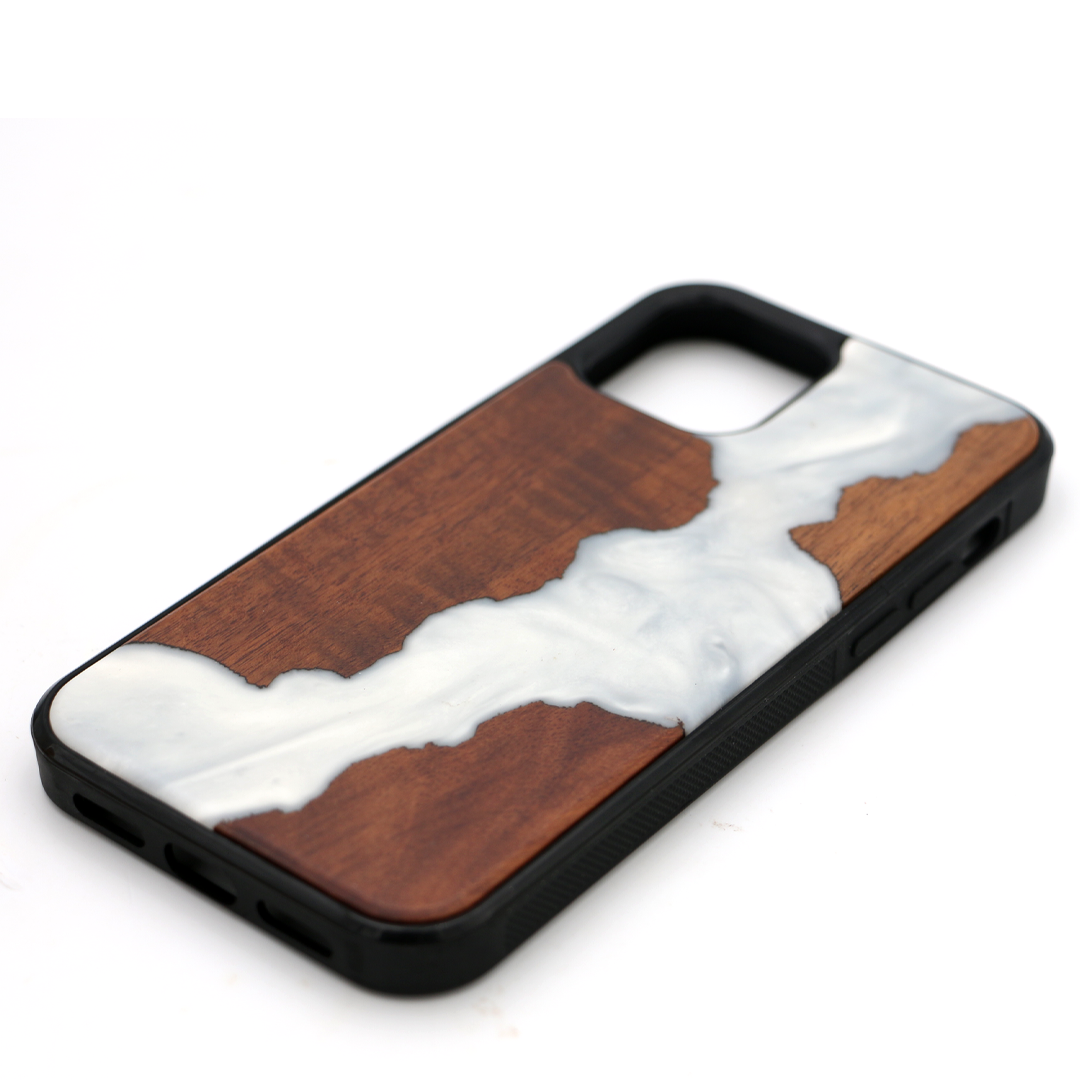 Koa Wood and White Resin Phone Case KoaWood Ranch1