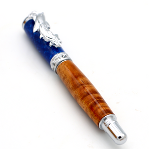 Premium Curly Hawaiian Koa Dolphin Pen - Chrome