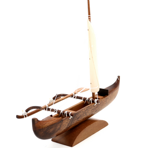 Koa Wood Mini Fishing Canoe with Sail