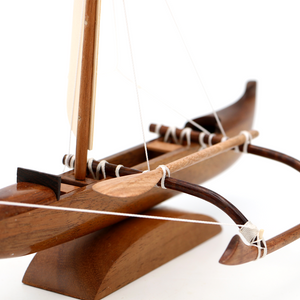 Koa Wood Mini Fishing Canoe with Sail