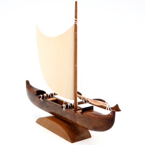Koa Wood Mini Fishing Canoe with Sail