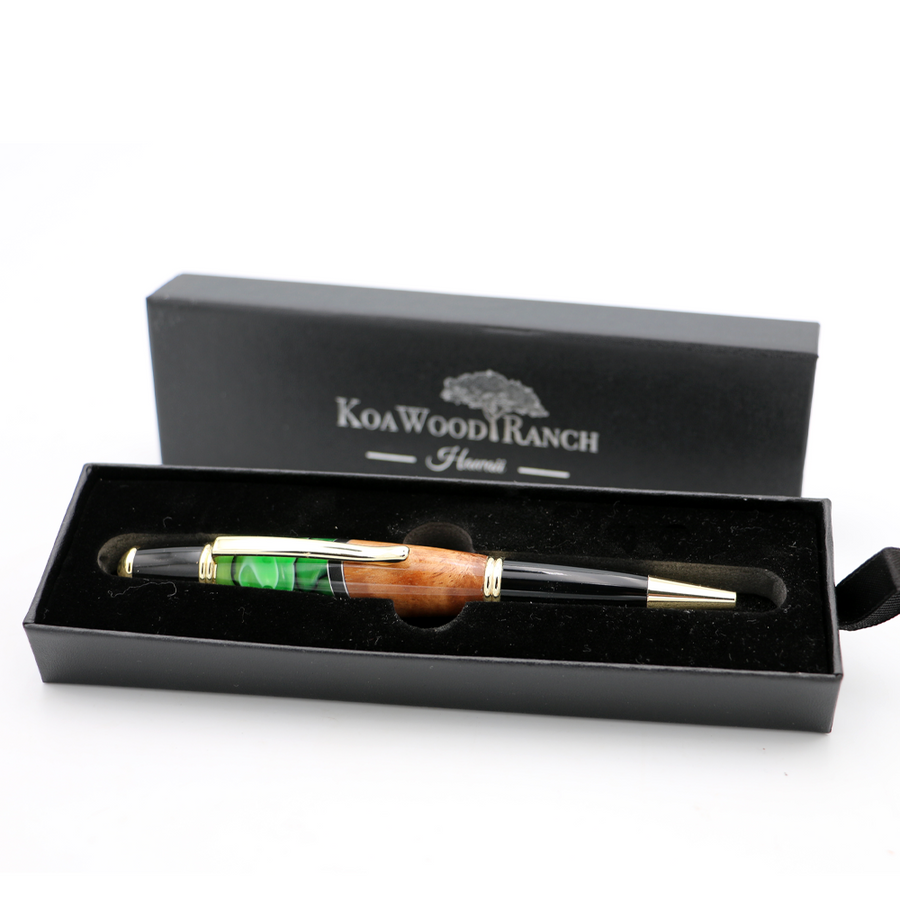 Hawaiian Koa and Green Resin Gatsby Pen