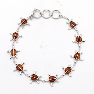 Koa Wood and Silver All Honu Bracelet