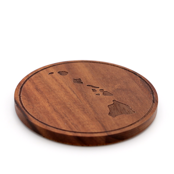 Koa Wood Hawaii Islands Coaster