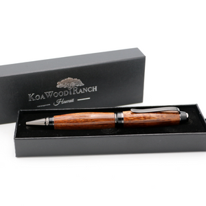 Premium Curly Hawaiian Koa Cigar Pen Gunmetal / Black
