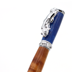 Premium Curly Hawaiian Koa Dolphin Pen - Chrome