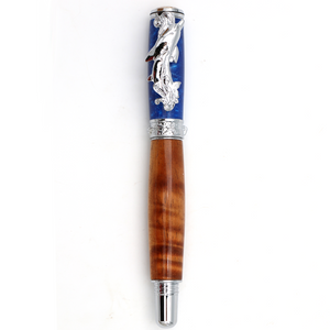 Premium Curly Hawaiian Koa Dolphin Pen - Chrome