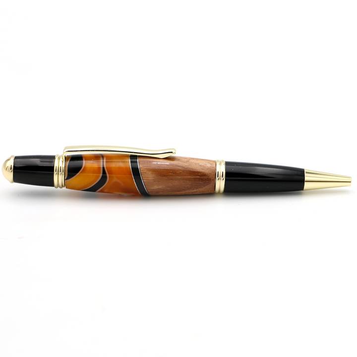 Hawaiian Koa and Orange Resin Gatsby Pen