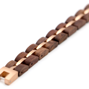 Koa and Rose Gold Stainless Steel Bracelet Womens