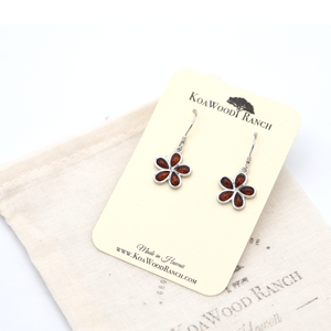 Plumeria Sterling Silver Koa Inlay Earrings