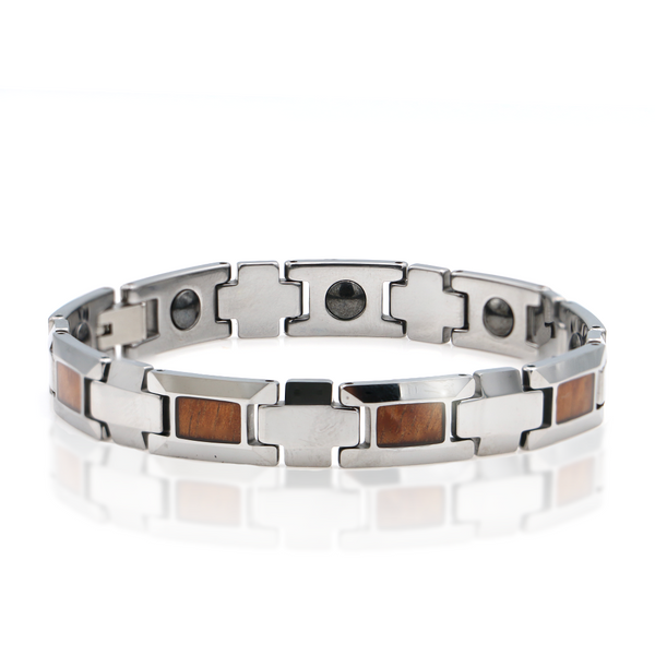 Tungsten Koa Wood Link Bracelet