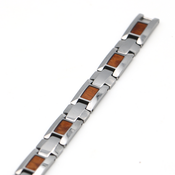 Tungsten Koa Wood Link Bracelet