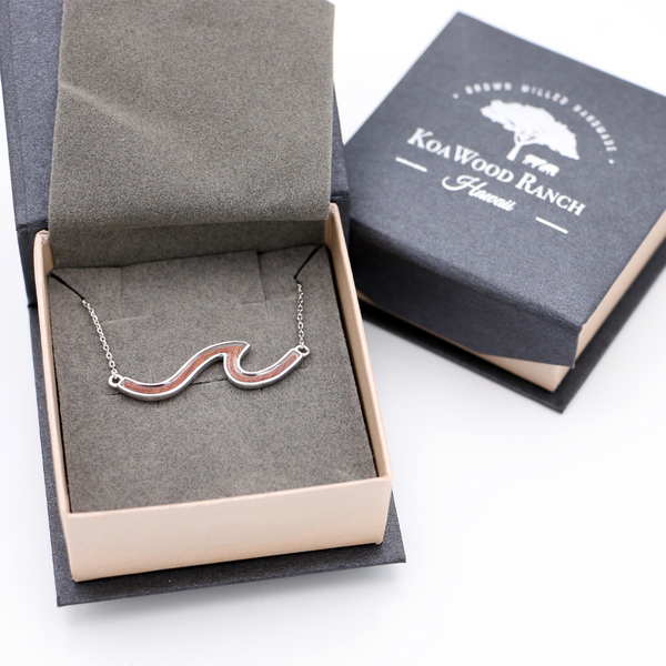 Wave Sterling Zilveren Koa Inlay Ketting