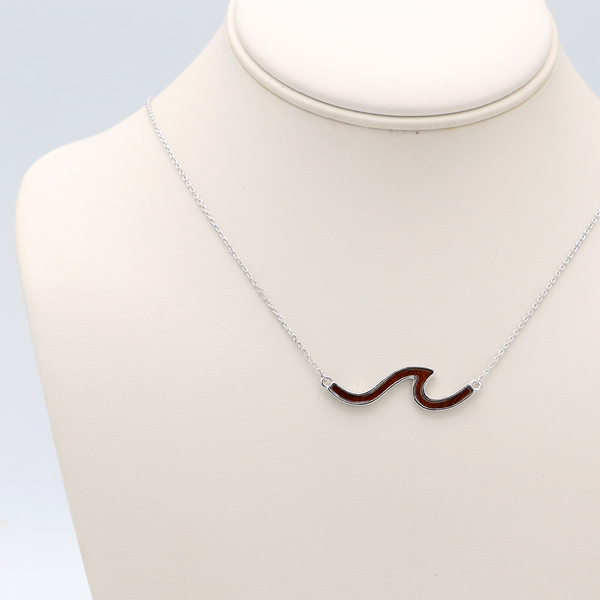 Wave Sterling Zilveren Koa Inlay Ketting