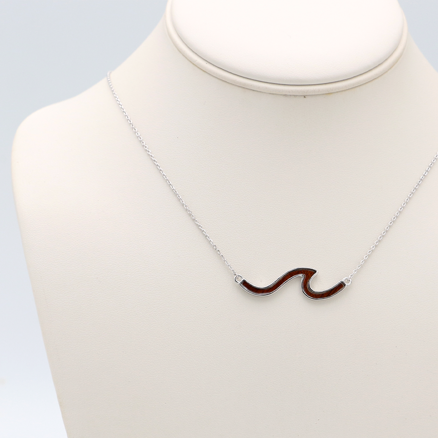 Wave Sterling Silver Koa Inlay Necklace