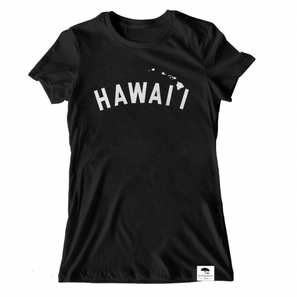 Dames Hawaii Island Chain T-shirt met korte mouwen - Zwart